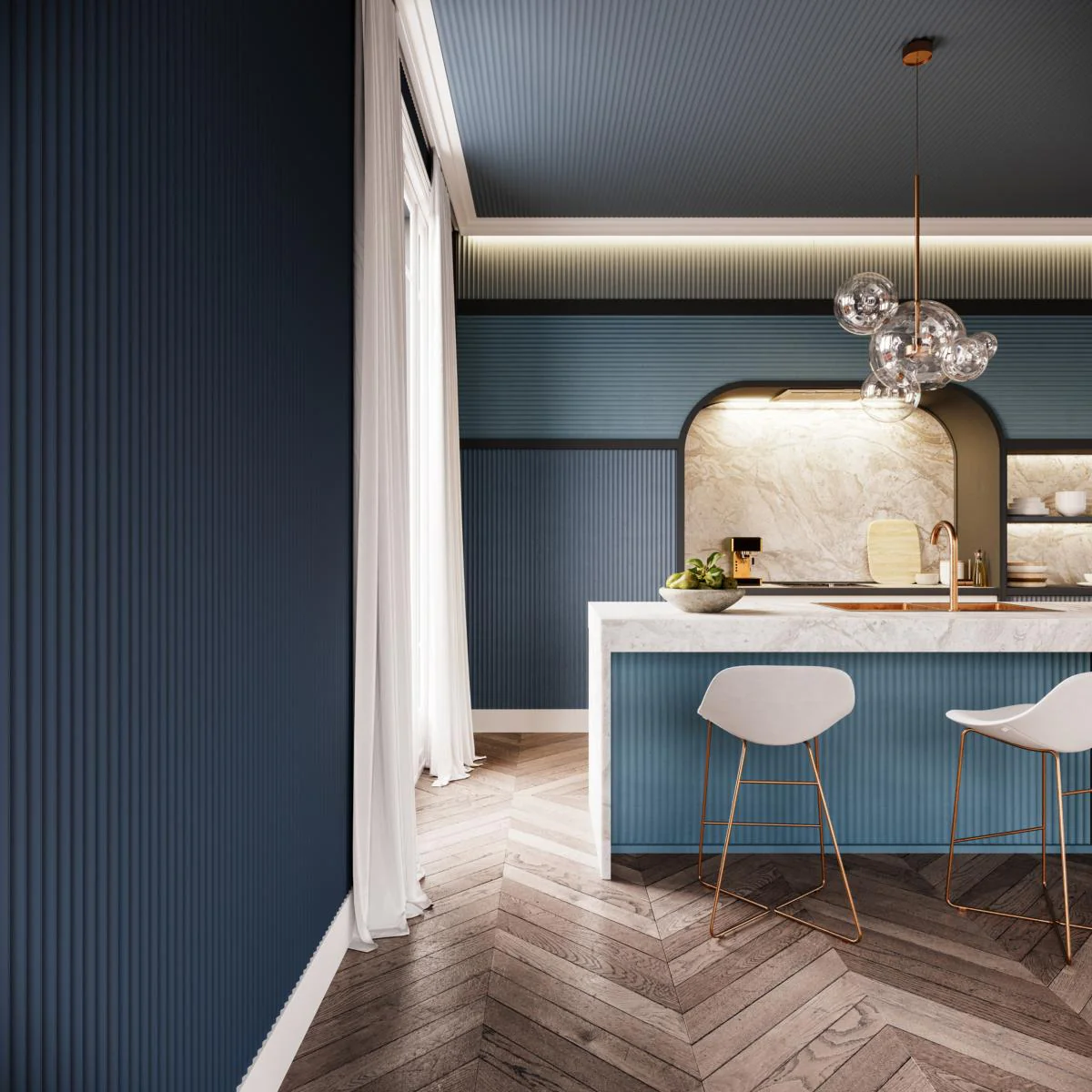 C390 STEPS Corniche plafond pour éclairage indirect et cache tringle à rideaux Orac Decor - 6x10x200cm (h x p x L) - moulure décorative polyuréthane - Image 6