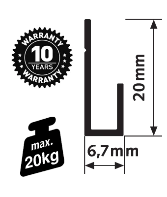 Cimaise Classic Rail 200 cm + vis & chevilles multimatériaux - Cimaise Tableau Artiteq - Image 8