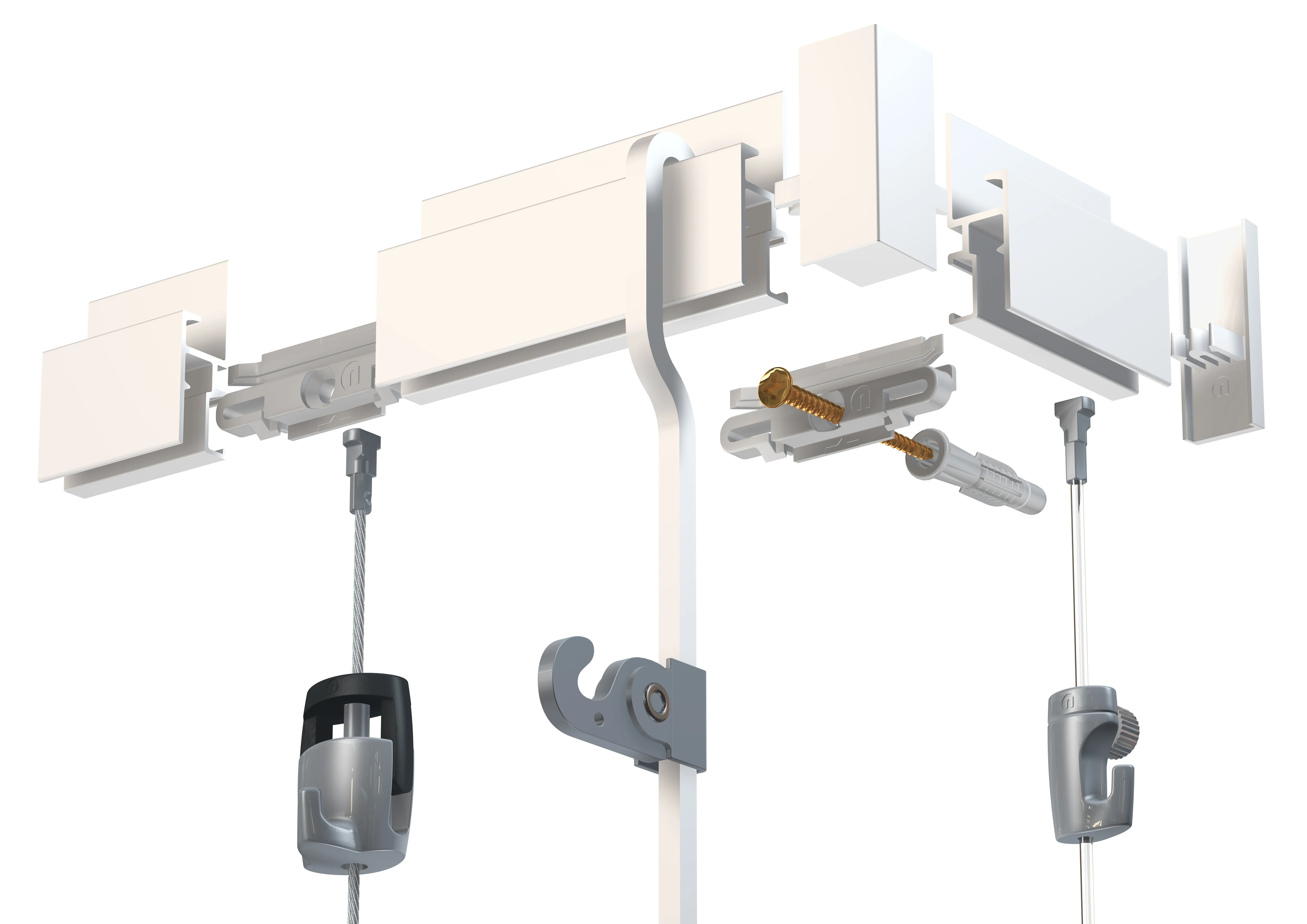 Cimaise Gallery-Click Rail R30 Blanc 200cm + clips + vis & chevilles  - Cimaise Tableau Newly - Image 3